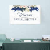 Brautparty "Navy Blue Pampas Grass" Willkommen Banner (Messeveranstaltung)