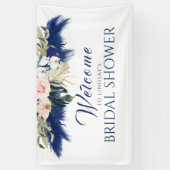 Brautparty "Navy Blue Pampas Grass" Willkommen Banner (Vertikal)