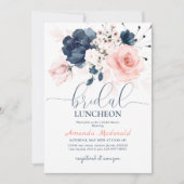 Brautparty Navy Blue und Blush Pink Einladung (Vorderseite)