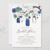 Brautparty Navy Blue und Green Mason Jars Einladung (Vorderseite)