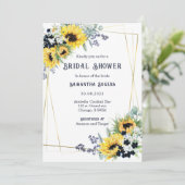 Brautparty Navy Blue und Sunflower Einladung (Stehend Vorderseite)