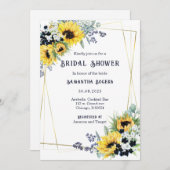 Brautparty Navy Blue und Sunflower Einladung (Vorne/Hinten)