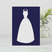 Brautparty Navy Blue Vintage Hochzeitskleid Einladung (Stehend Vorderseite)