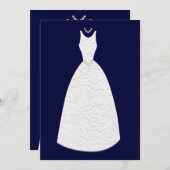 Brautparty Navy Blue Vintage Hochzeitskleid Einladung (Vorne/Hinten)