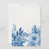 Brautparty Navy Blue White Chintz Damask Floral Einladung (Rückseite)