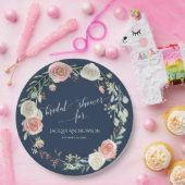 Brautparty Navy Blush Elfenbeinküste Rose Wreath Pappteller (Party)