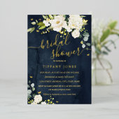 Brautparty Navy Champagne Floral Gold Folieneinladung (Stehend vorne)