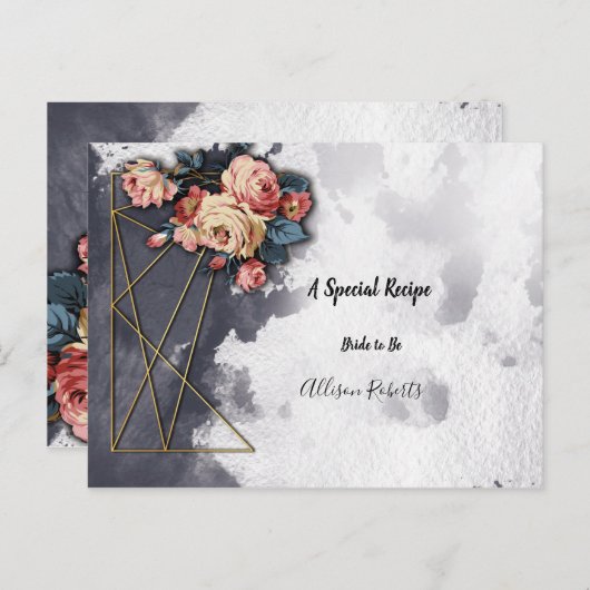 Brautparty Navy GEOMETRIC WATERCOLOR Rezept Postkarte (Vorne/Hinten)