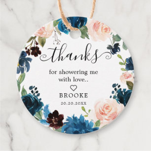 Brautparty Navy Royal Blush Bloral Blossom Geschenkanhänger