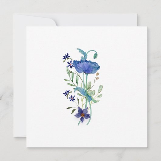 Brautparty Navy White Watercolor Poppy Blume Einladung (Rückseite)