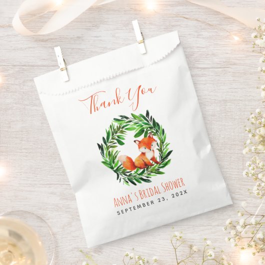 Brautparty Niedlich Fox Grüne Wasserfarbe Geschenktütchen (Ausgeschnitten)