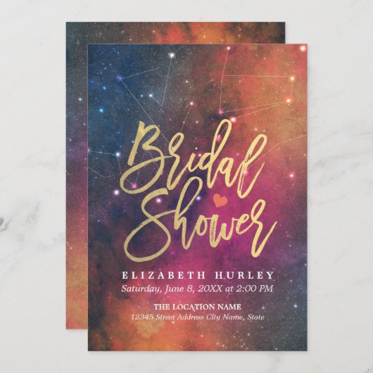 Brautparty Night Star Sky Galaxy Constellations Einladung (Vorne/Hinten)