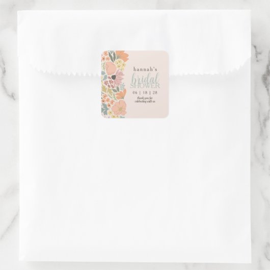 Brautparty oder Hochzeit Quadratischer Aufkleber (Tasche)