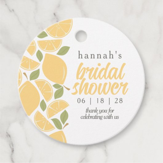 Brautparty oder Hochzeit von Zitronen Geschenkanhänger (Vorderseite)