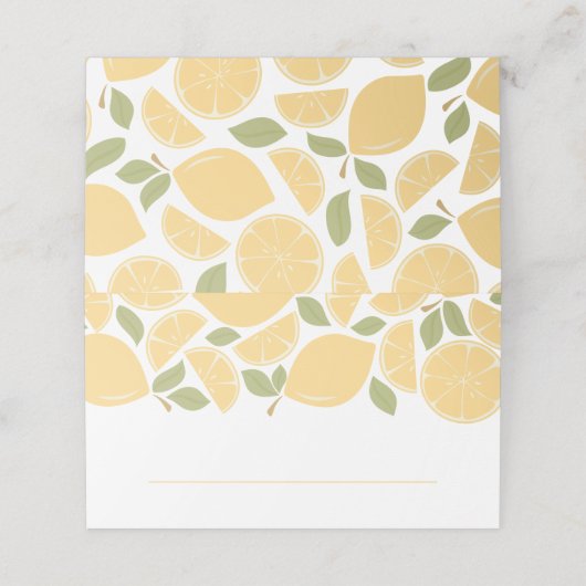 Brautparty oder Hochzeit von Zitronen Platzkarte (Außenseite Aufgefaltet)
