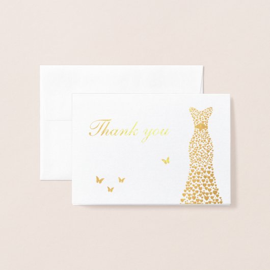Brautparty oder Hochzeitskleid Danke Folienkarte (Vorderseite mit Umschlag)