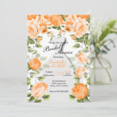 Brautparty - orange botanische Blumen Einladung (Stehend Vorderseite)