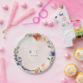 Brautparty Orange Dusty Blue Peony Dessert Pappteller (Party)