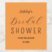 Brautparty Orange Fall Brunch Weinetikett (Einzelnes Label)