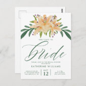 Brautparty | Orange Watercolor Lilie Postkarte (Vorne/Hinten)