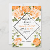 Brautparty - Orangefarbene Blumen Einladung (Vorderseite)