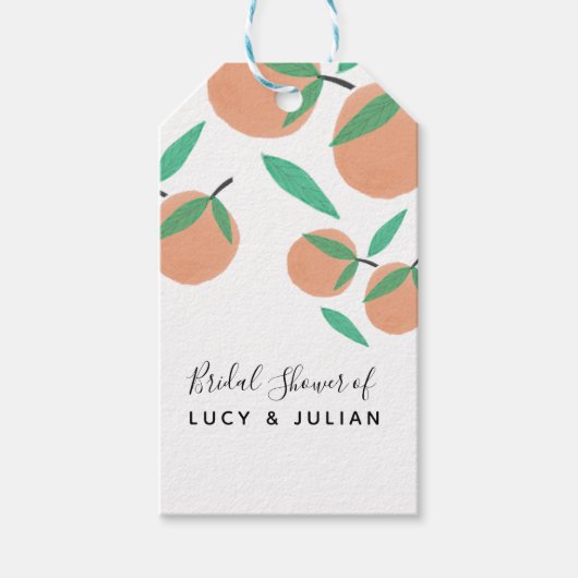Brautparty Orangen Handgezeichnet botanisch Geschenkanhänger (Vorderseite)