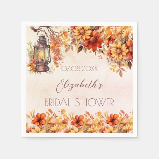 Brautparty Orangenblumen rustikale Lampe Serviette (Vorderseite)
