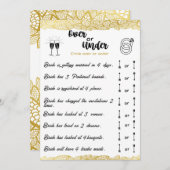 Brautparty Over oder Under Game Gold Einladung (Vorne/Hinten)