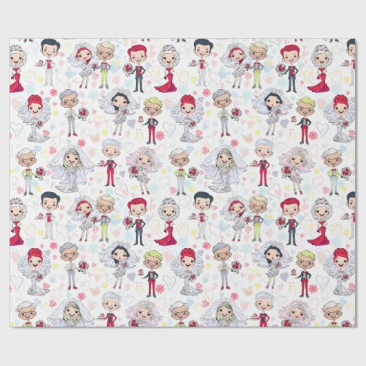 Brautparty Paare Geschenkpapier (Flach)