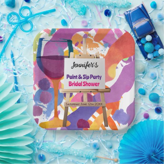 Brautparty Paint and Sip Party Pappteller (Party)