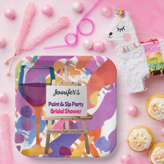 Brautparty Paint and Sip Party Pappteller (Party)