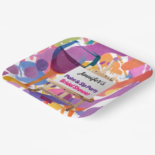 Brautparty Paint and Sip Party Pappteller (Gewinkelt)