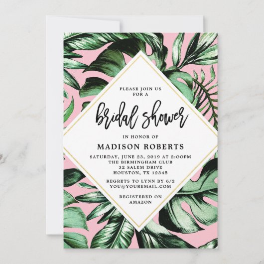 Brautparty Palm Blätter Einladung (Vorderseite)