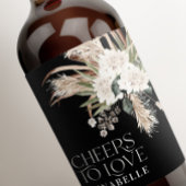 Brautparty Pampas boho Schwarz Modernität Weinetikett