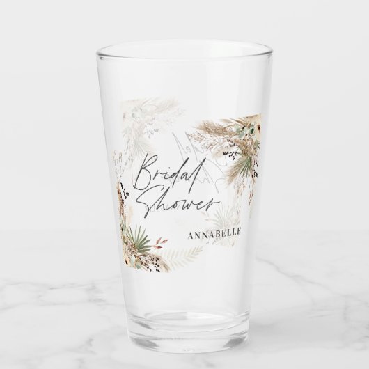 Brautparty Pampas Gras Blumen Modernität elegant Glas (Rückseite)