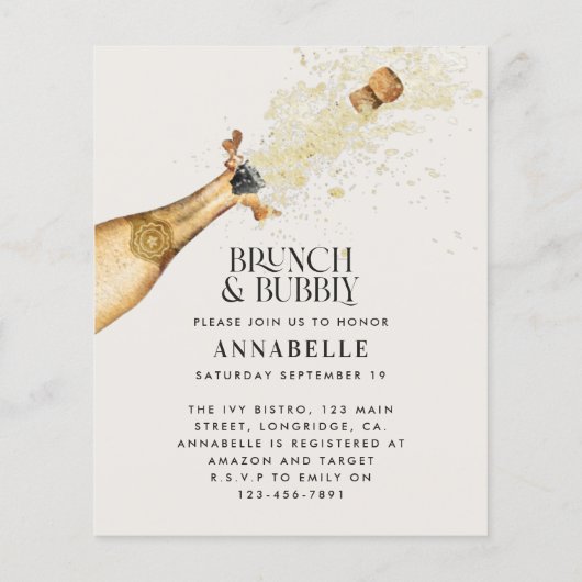 Brautparty Pampas Gras Champagner Brunch Blase (Rückseite)