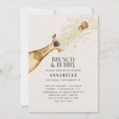 Brautparty Pampas Gras Champagner Brunch Blase Einladung (Rückseite)