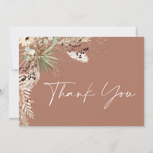 Brautparty Pampas Gras Moderne boho elegant Dankeskarte (Vorderseite)