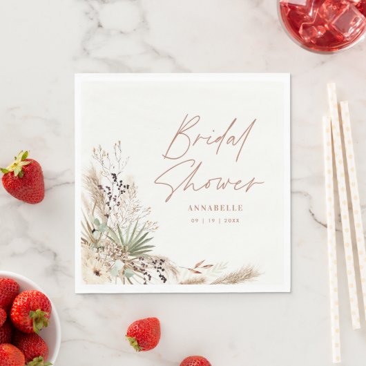 Brautparty Pampas Gras Moderne boho elegant Serviette (Beispiel)