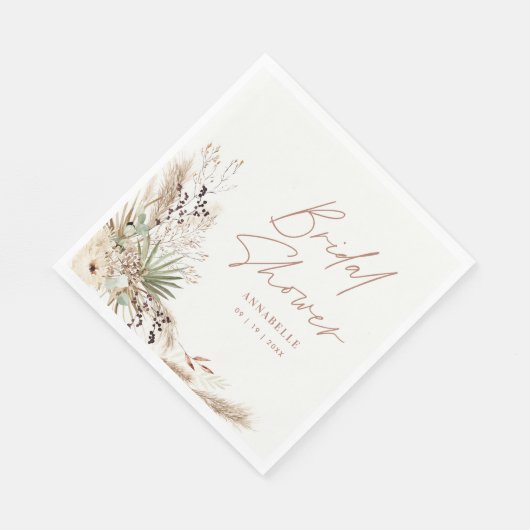 Brautparty Pampas Gras Moderne boho elegant Serviette (Ecke)