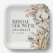 Brautparty Pampas Gras Moderne, elegante Natur Pappteller (Vorderseite)