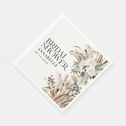 Brautparty Pampas Gras Moderne, elegante Natur Serviette (Ecke)