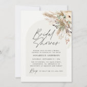 Brautparty Pampas Gras Moderne Schwarz Einladung (Vorderseite)