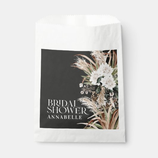 Brautparty Pampas Gras Moderne schwarze Gefallen Geschenktütchen (Vorderseite)