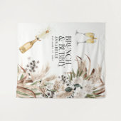 Brautparty Pampas Gras Moderner Champagner Wandteppich (Vorderseite (Horizontal))