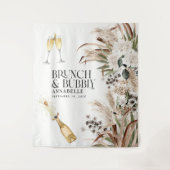 Brautparty Pampas Gras Moderner Champagner Wandteppich (Vorderseite)