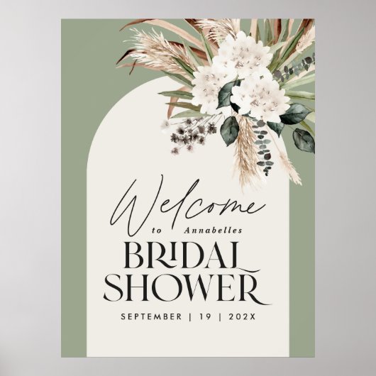 Brautparty Pampas Gras Moderner Weidenschaum Poster (Vorne)