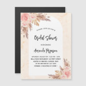 Brautparty Pampas Gras Rose Gold Luxus Magneteinladung (Vorne/Hinten)