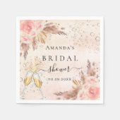 Brautparty Pampas Gras Rose Goldblase Serviette (Vorderseite)