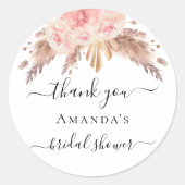 Brautparty Pampas Gras Rose Goldblume Blüte Runder Aufkleber (Vorderseite)
